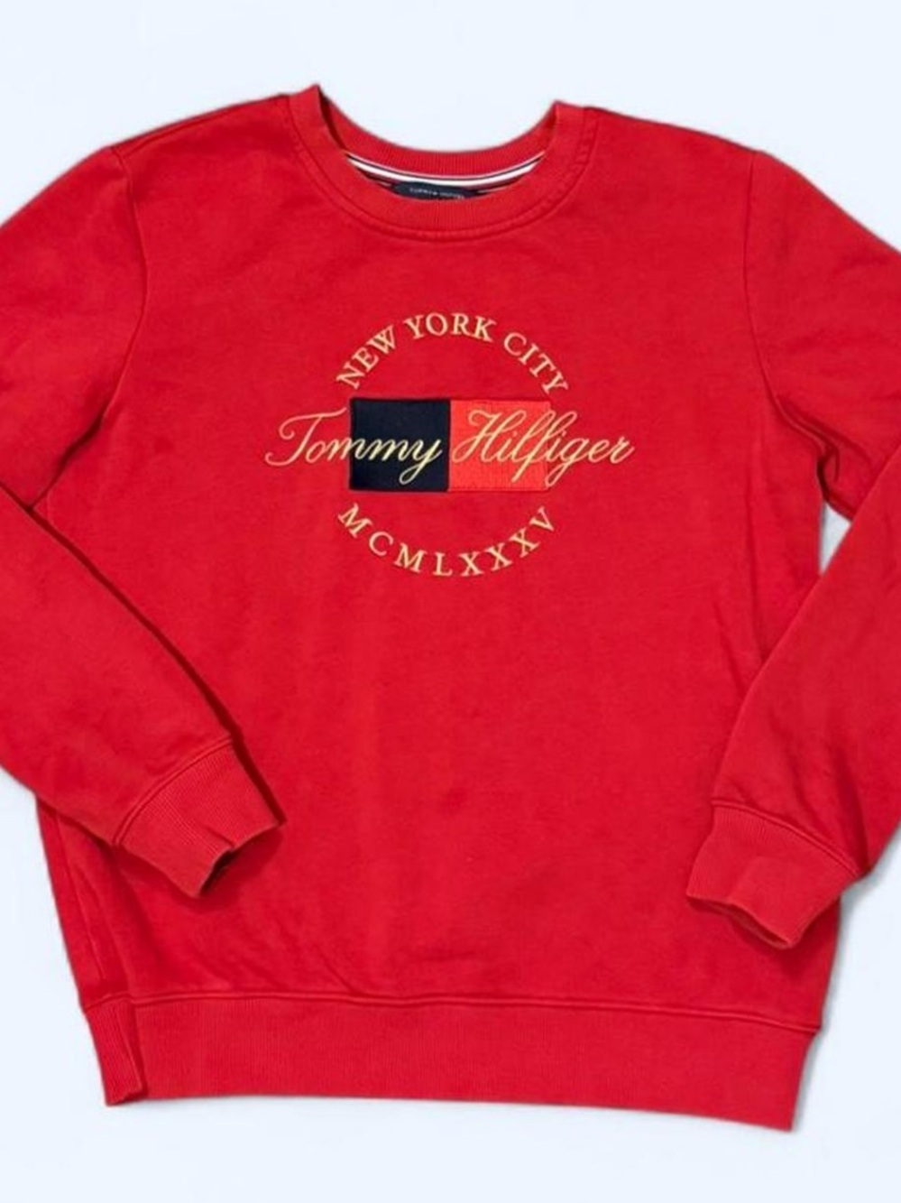 Tommy Hilfiger Embroidered Red Crewneck Sweatshirt